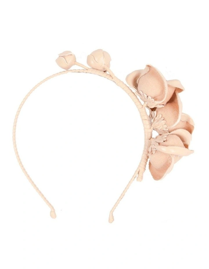 Faux-Leather Flower J377NU Headband Fascinator in Nude image 4