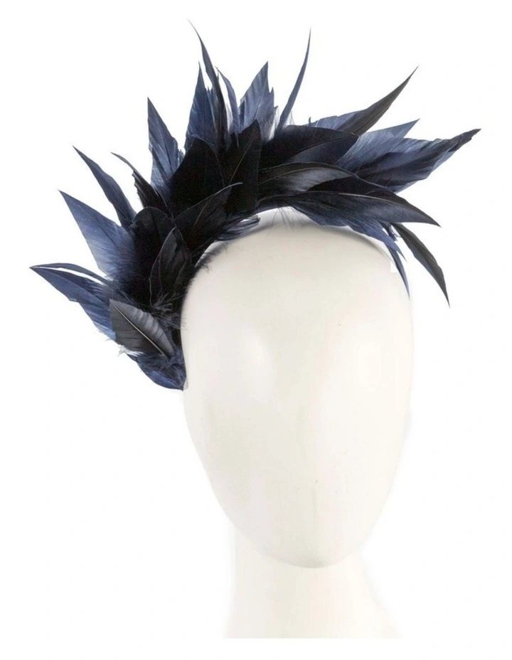 Feather MA893N Fascinator Headband in Navy image 2