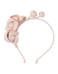 Faux Leather Flower J377PI Headband in Pink