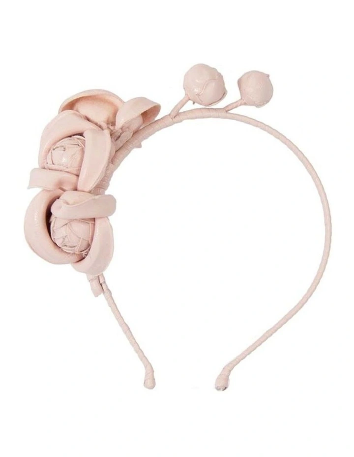 Faux Leather Flower J377PI Headband in Pink image 1