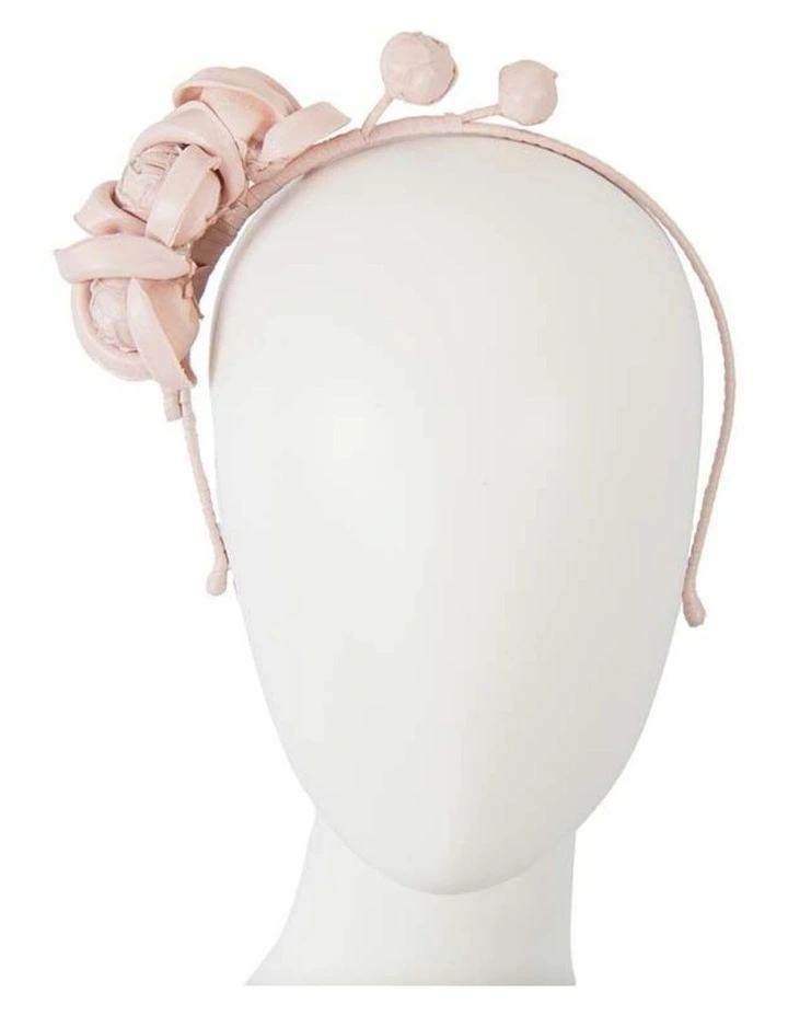 Faux Leather Flower J377PI Headband in Pink image 2