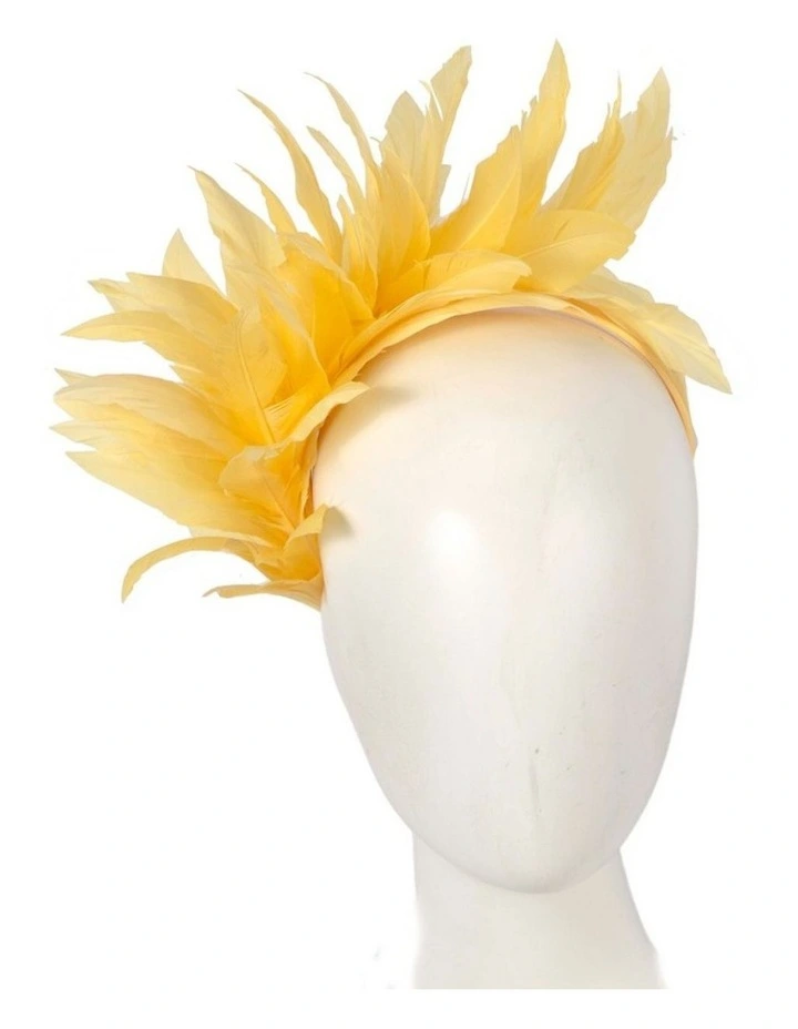 Feather MA893Y Fascinator Headband in Yellow image 2