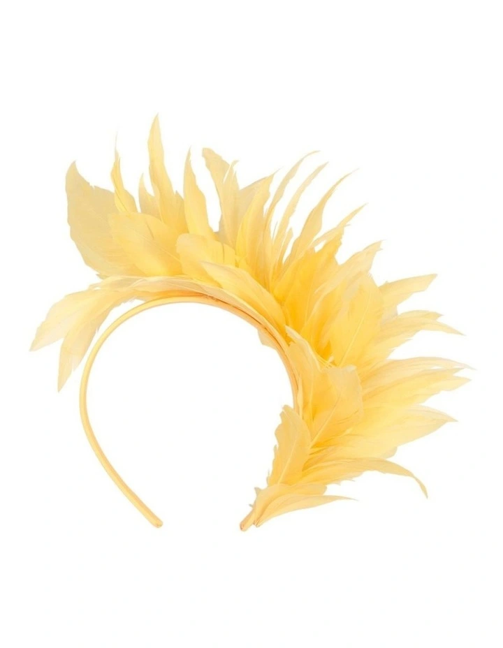 Feather MA893Y Fascinator Headband in Yellow image 4