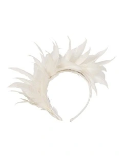 Feather MA893C Fascinator Headband in Ivory
