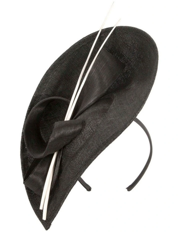 Large Sinamay MA872BW Fascinator in Black/White image 1