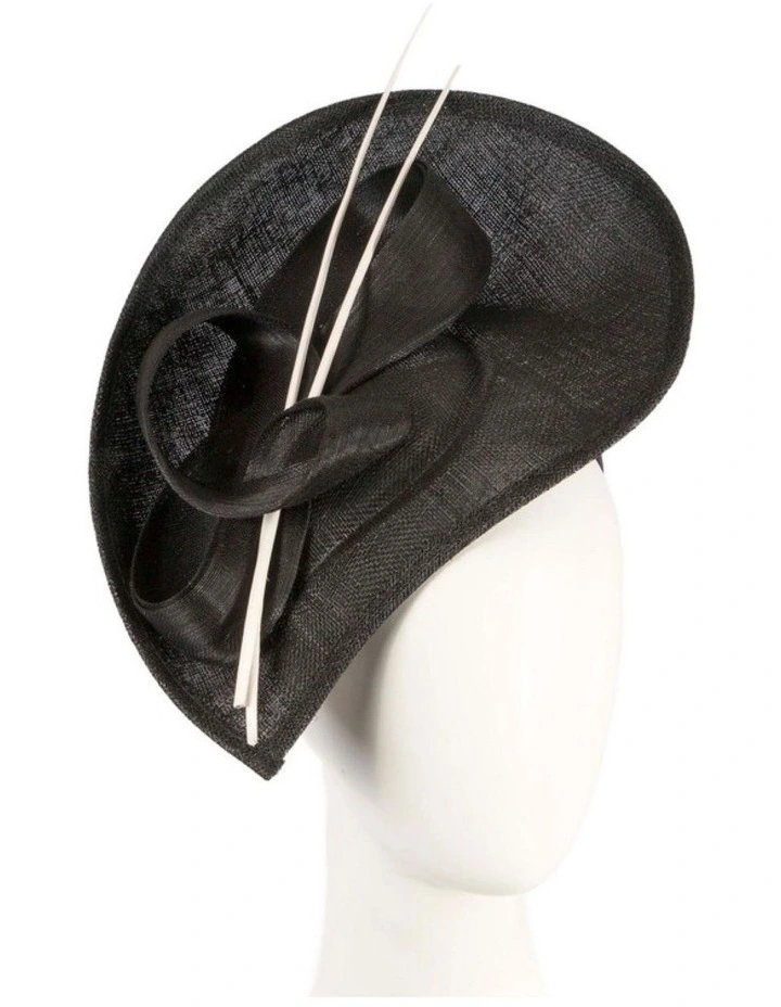Large Sinamay MA872BW Fascinator in Black/White image 2