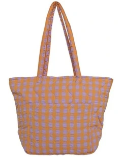 Kumquat Bloom Seersucker Quilted Bag