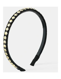 Elaine Stud Skinny Headband in Black