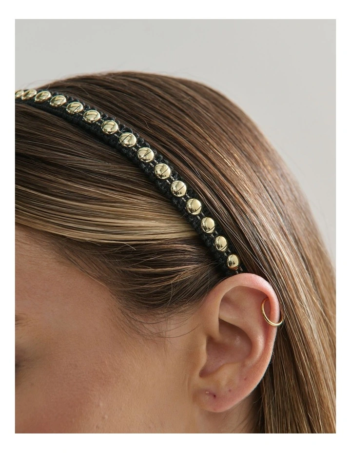 Elaine Stud Skinny Headband in Black image 4