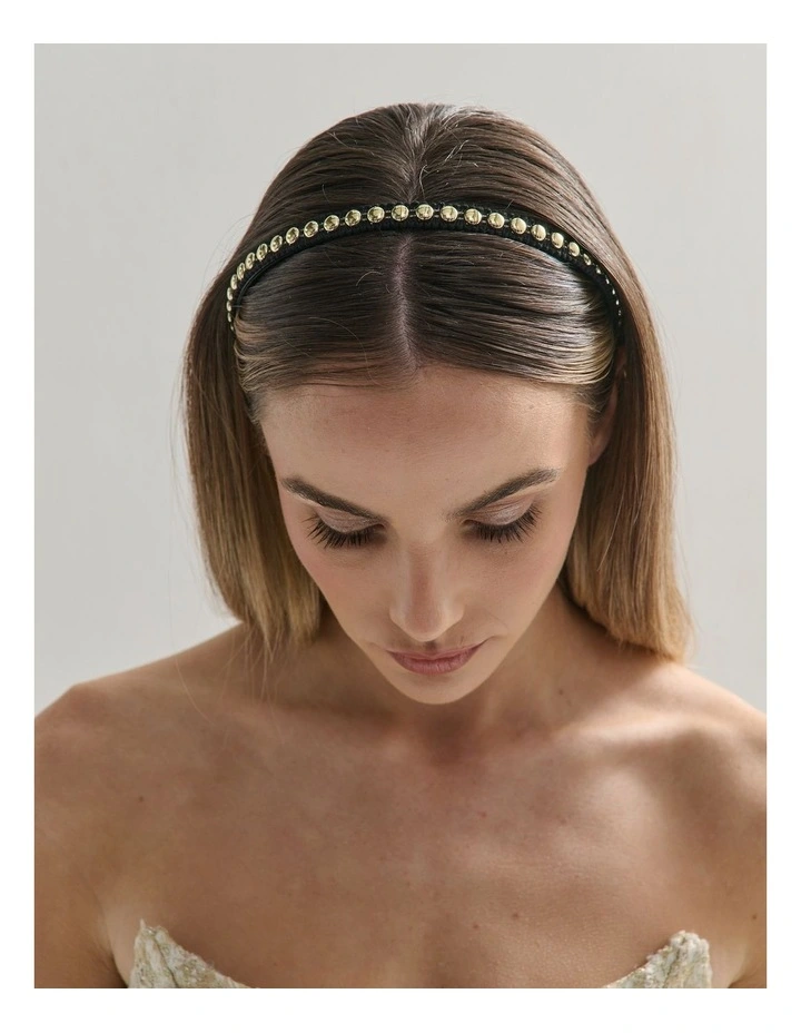 Elaine Stud Skinny Headband in Black image 5