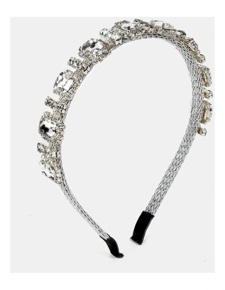 Square Rhinestone Statement Headband in Silver image 1