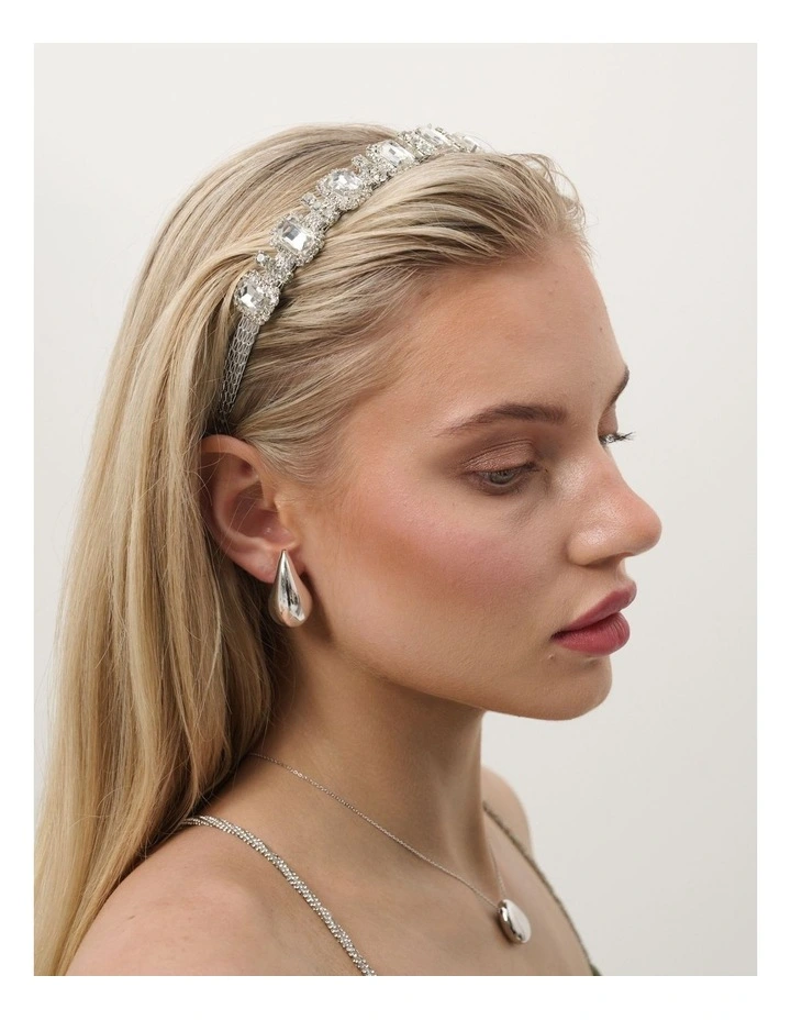 Square Rhinestone Statement Headband in Silver image 2