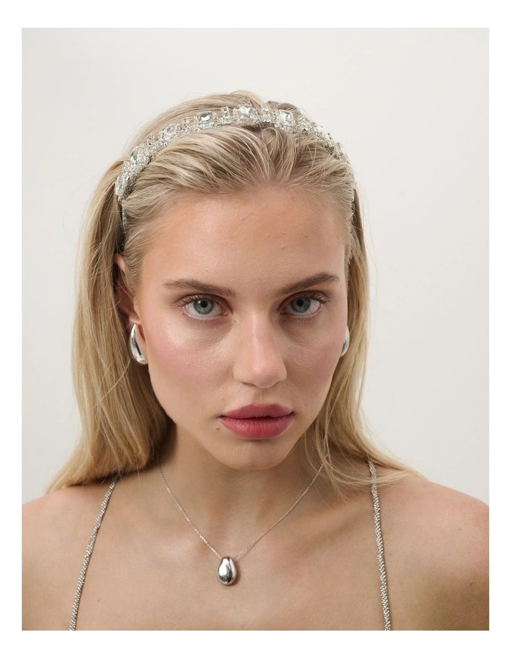 Square Rhinestone Statement Headband in Silver image 4
