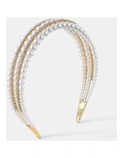 Harper Triple Pearl Headband in White