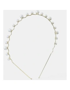 Isla Dainty Pearl Metal Headband in White