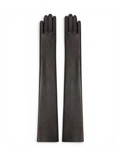 Anya Lambskin Leather Long Opera Gloves in Black