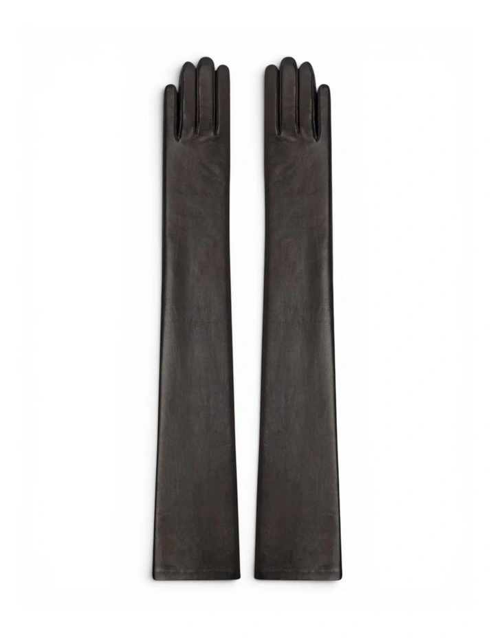 Anya Lambskin Leather Long Opera Gloves in Black image 3