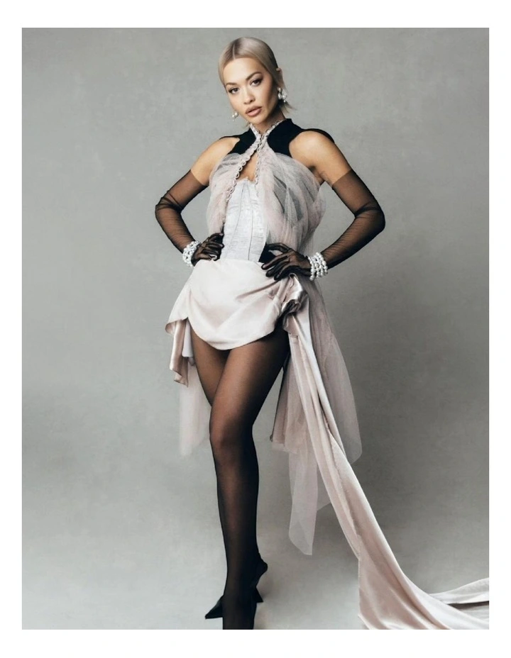 Kylie Tulle Opera Gloves in Black image 5