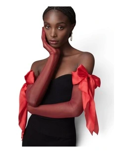 Madamoiselle Bow Gloves in Red