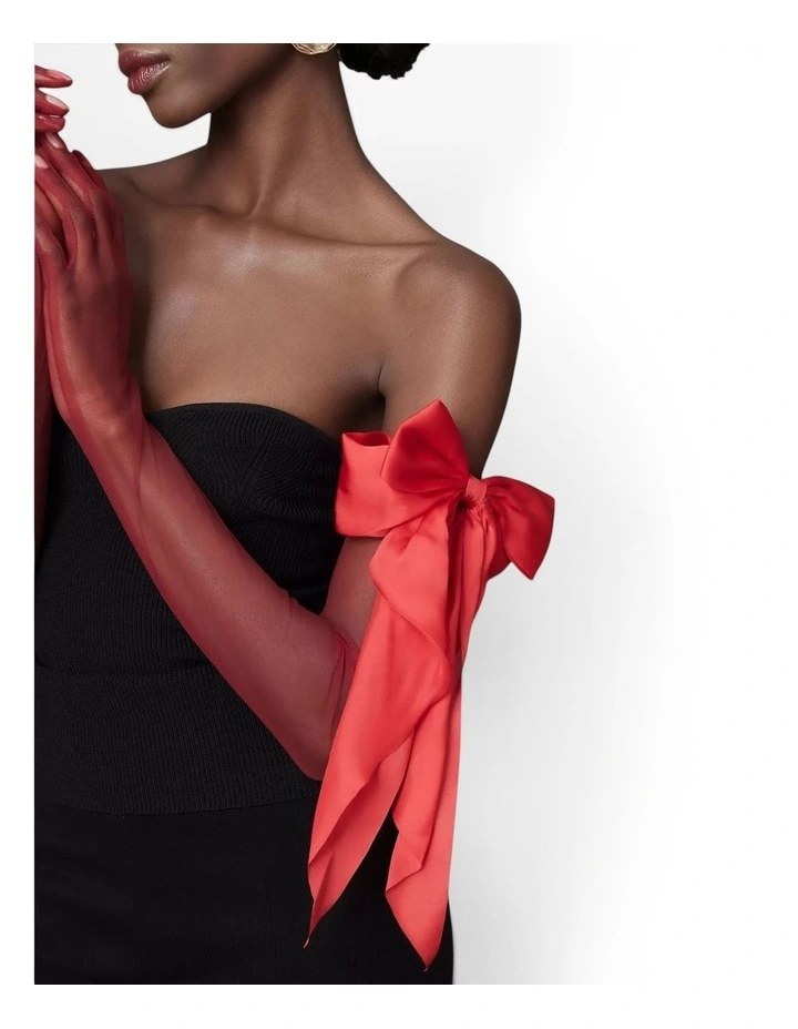 Madamoiselle Bow Gloves in Red image 2