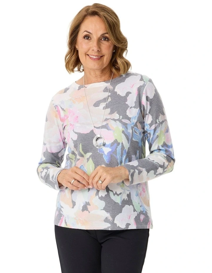Sylvie Print R-neck Long Sleeve Sweater image 1