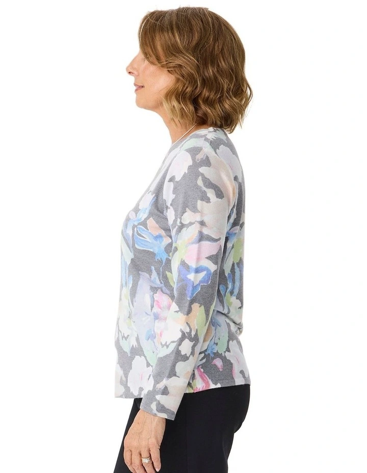 Sylvie Print R-neck Long Sleeve Sweater image 3