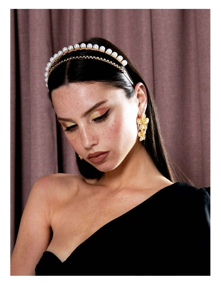 Ariana Pearl & Diamant Headband - Gold image 3