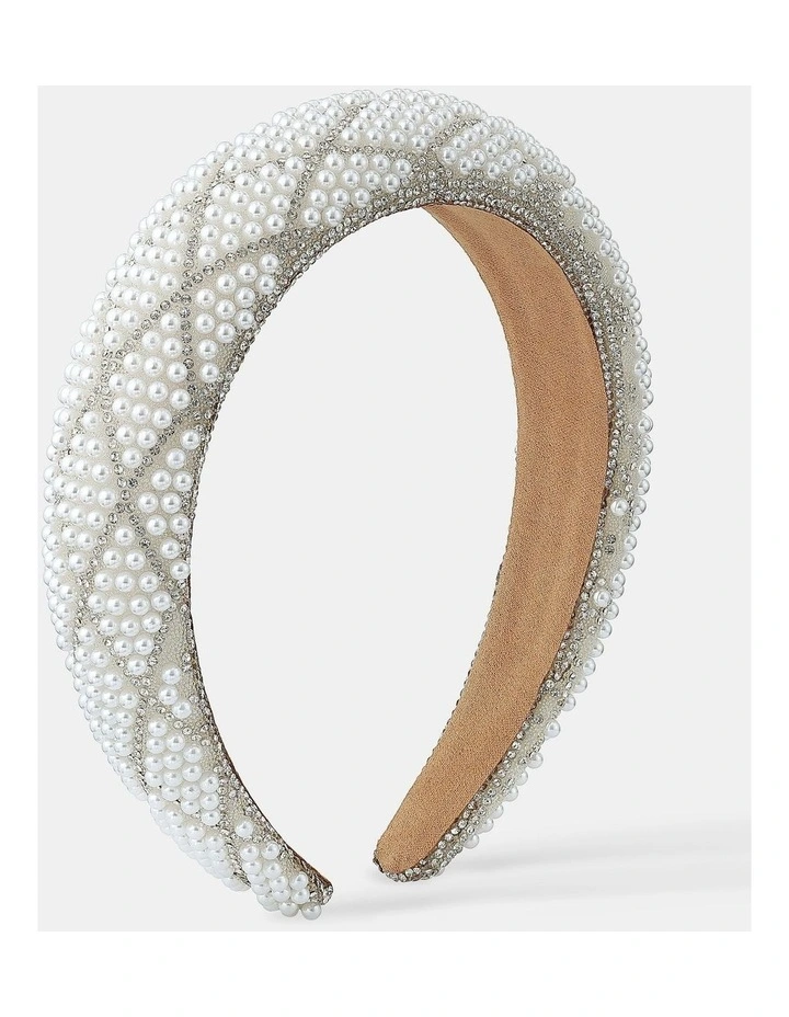Diamond Pearl Beads Statement Headband image 1