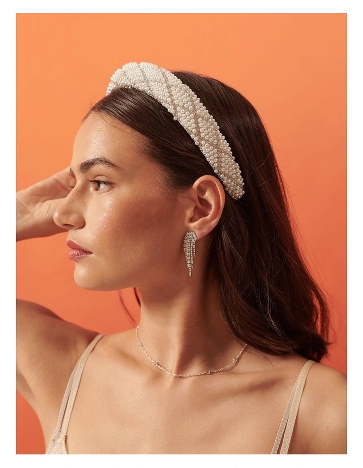 Diamond Pearl Beads Statement Headband image 3