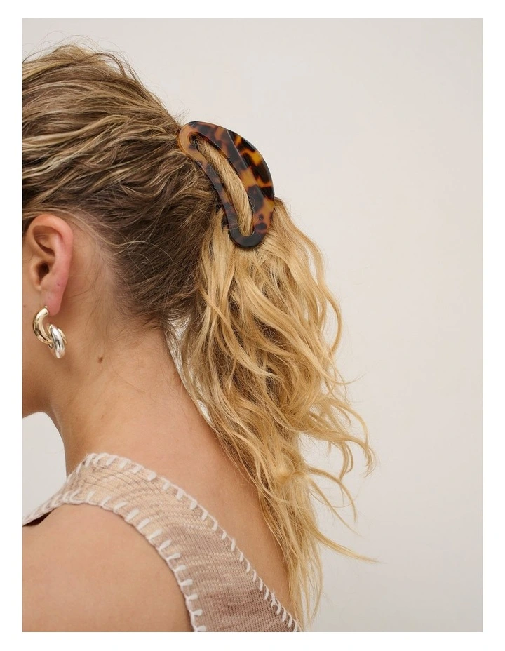 Oval Tortoise Shell Hair Claw Clip - Dark Tort image 2
