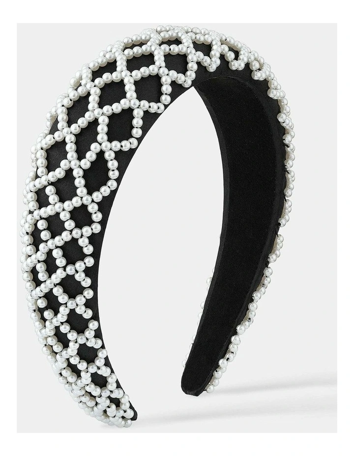 Lia Pearl Statement Headband - White image 1