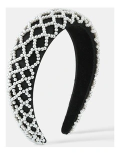 Lia Pearl Statement Headband - White