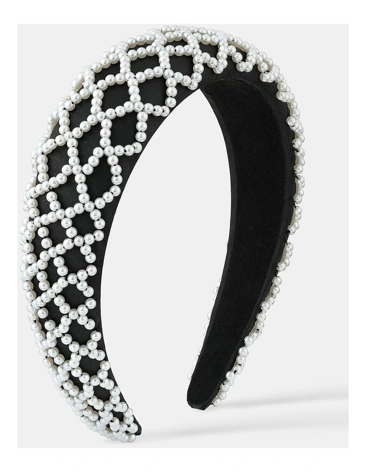 Lia Pearl Statement Headband - White image 1