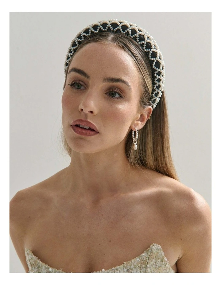 Lia Pearl Statement Headband - White image 2