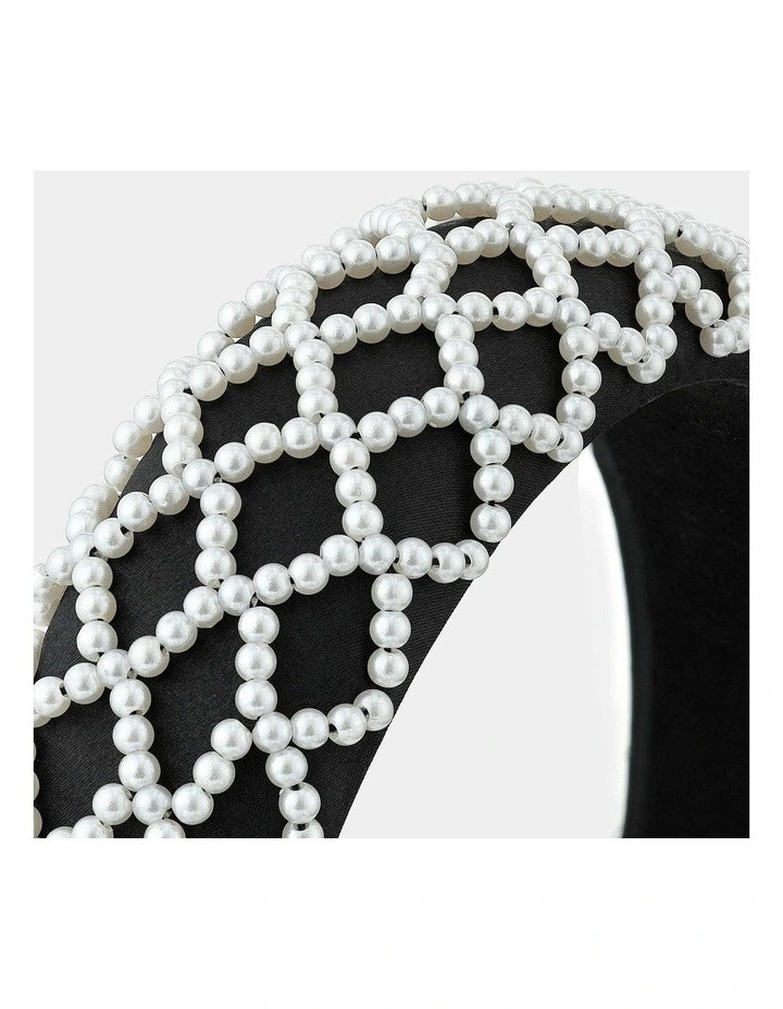 Lia Pearl Statement Headband - White image 3