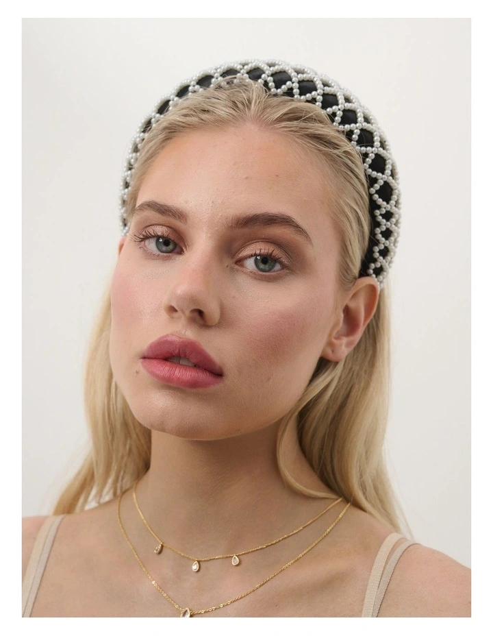 Lia Pearl Statement Headband - White image 3