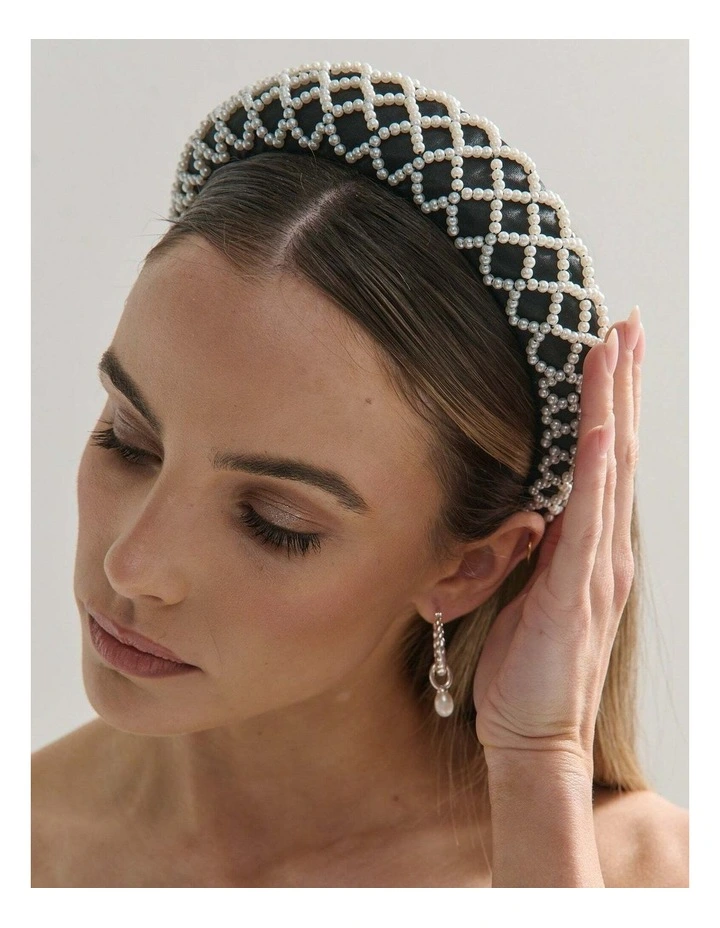 Lia Pearl Statement Headband - White image 4