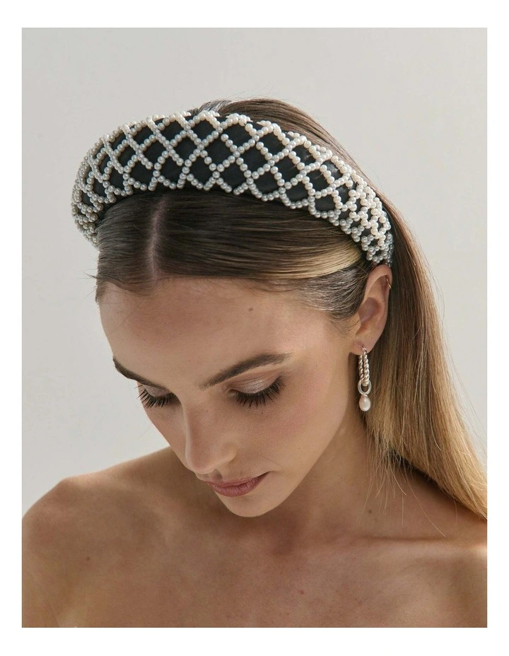 Lia Pearl Statement Headband - White image 5