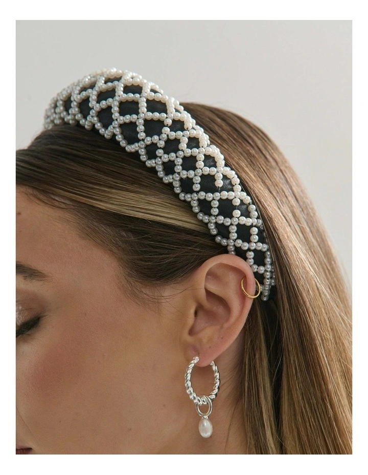Lia Pearl Statement Headband - White image 6