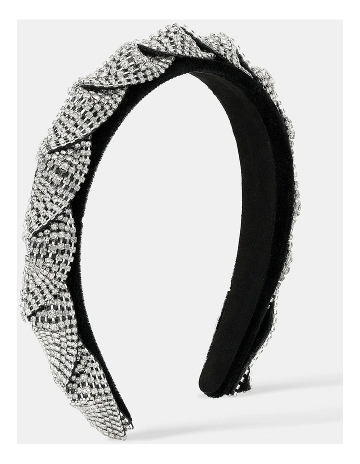 Twist Rhinestone Statement Headband - Silver image 1