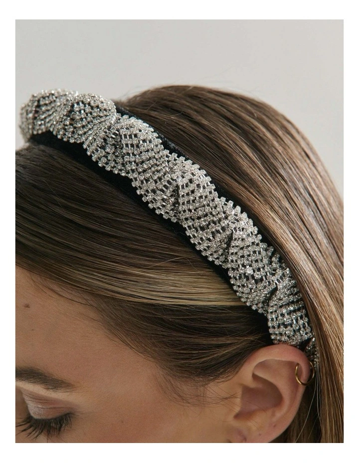 Twist Rhinestone Statement Headband - Silver image 2
