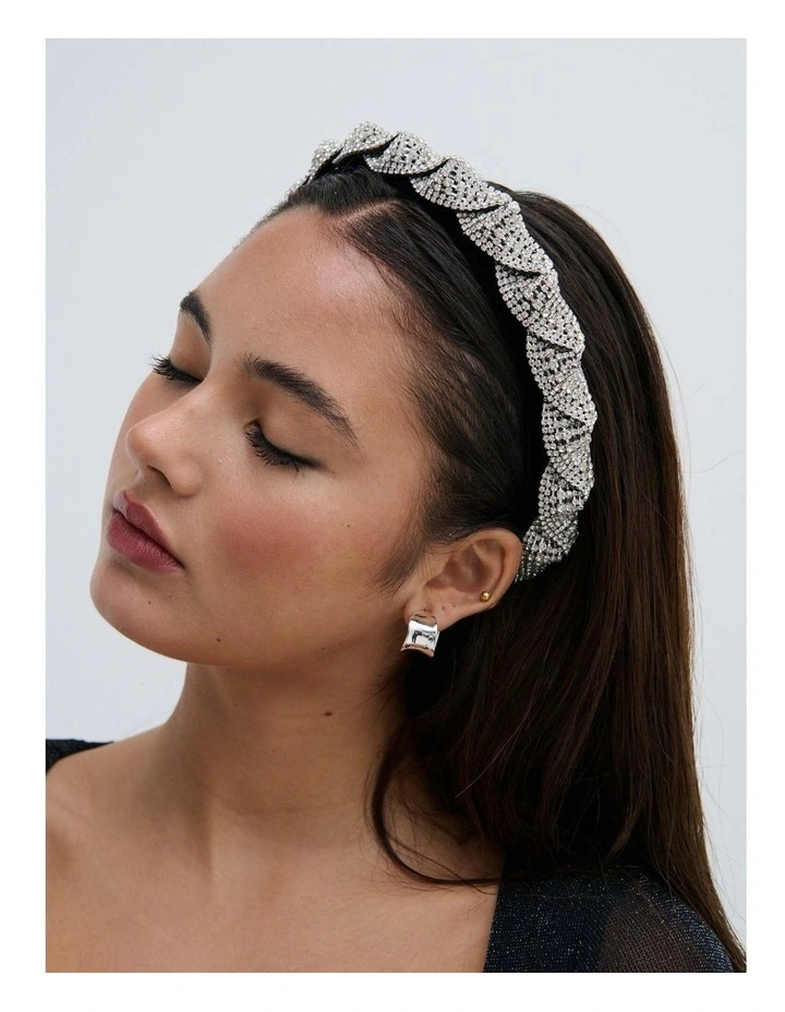 Twist Rhinestone Statement Headband - Silver image 4