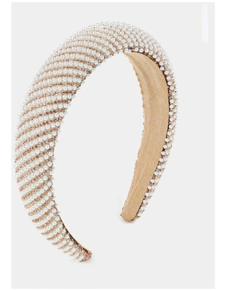 Oblique Pearl Statement Headband - White image 1