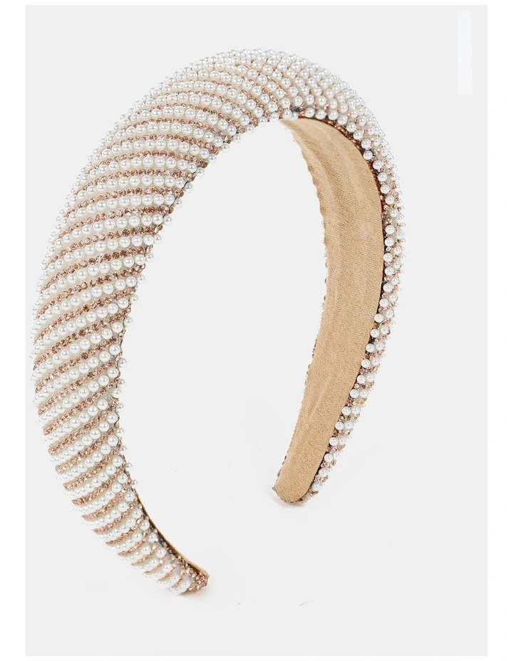 Oblique Pearl Statement Headband - White image 1