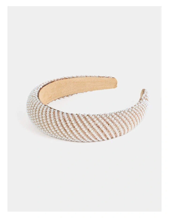 Oblique Pearl Statement Headband - White image 2
