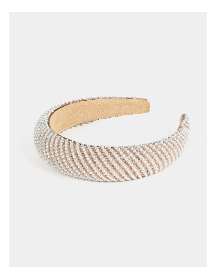 Oblique Pearl Statement Headband - White image 3
