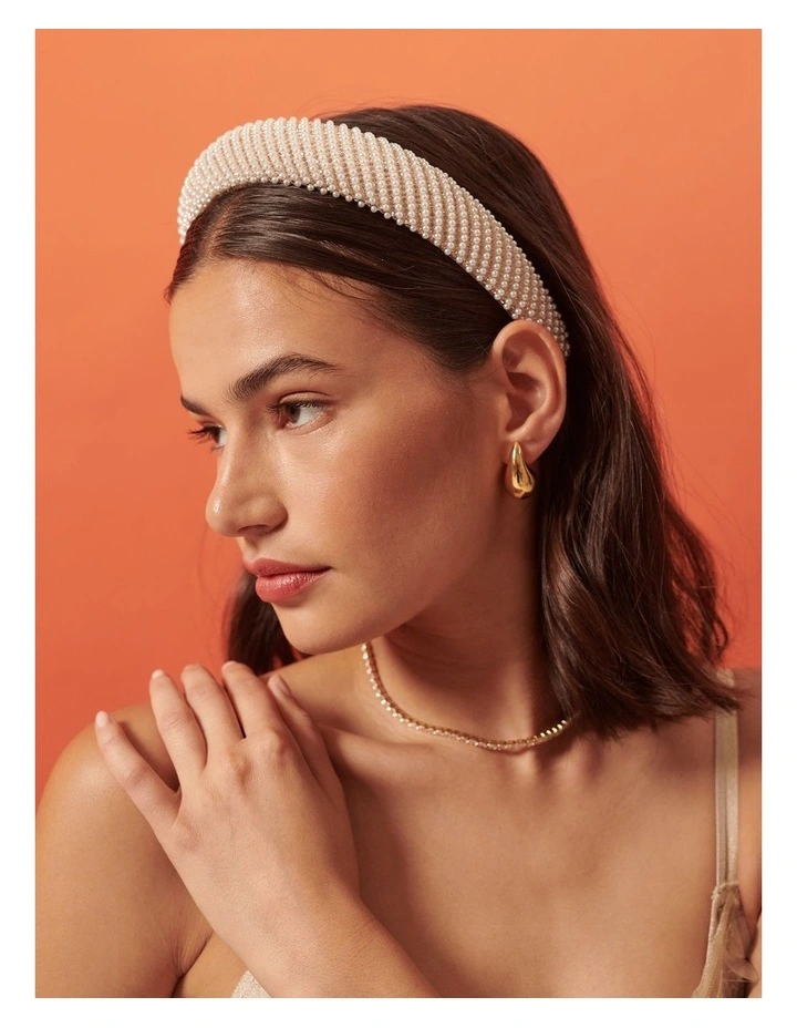 Oblique Pearl Statement Headband - White image 3