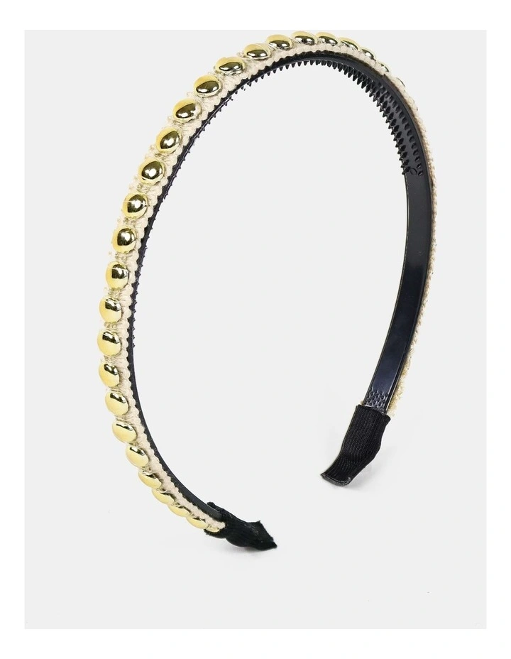 Elaine Stud Skinny Headband - White image 1