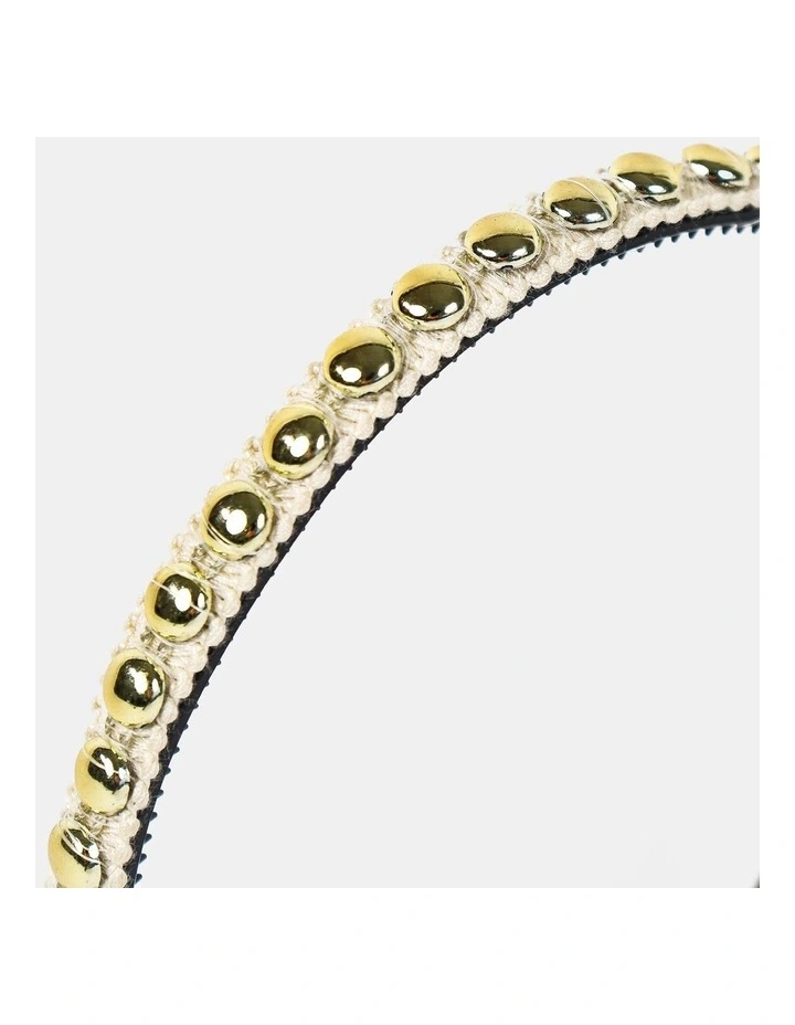 Elaine Stud Skinny Headband - White image 3