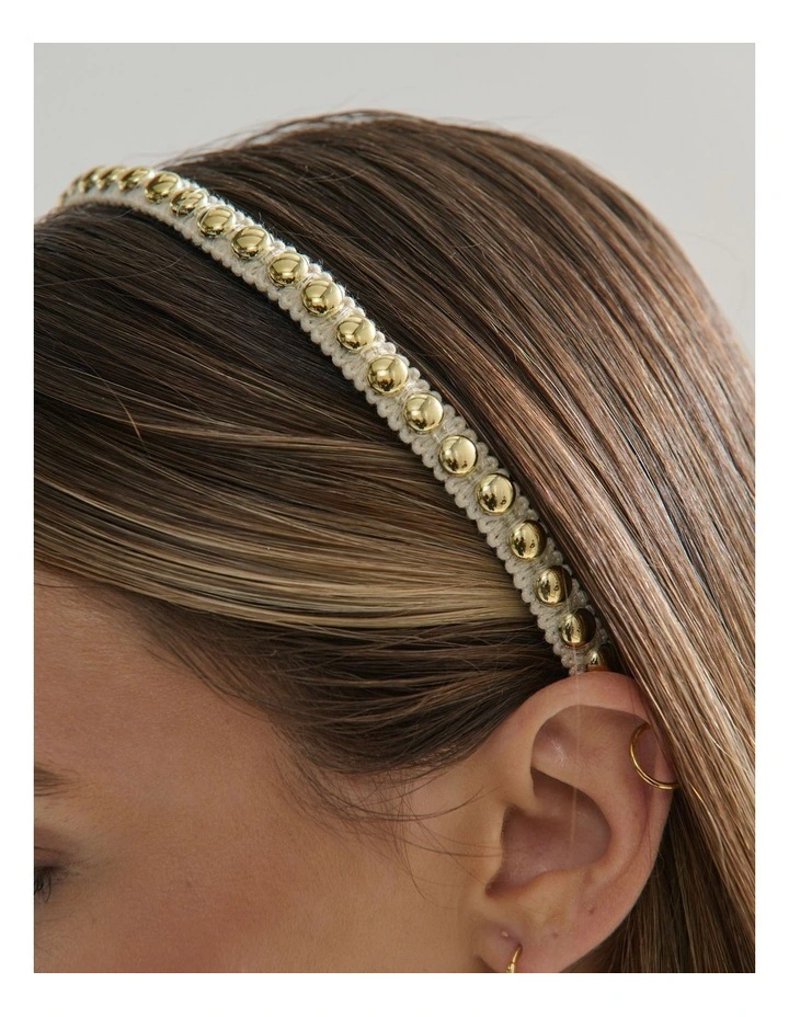 Elaine Stud Skinny Headband - White image 4